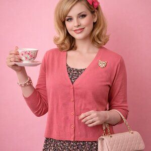 HP Dolores Umbridge Inspired Coords- Coogi Women's Pink Cardigan Sweater + Dress